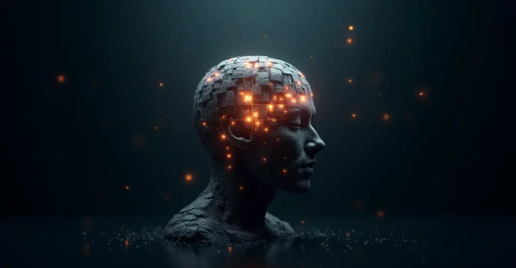 Modular blocks forming an AI brain symbolizing the evolution of Agentic AI