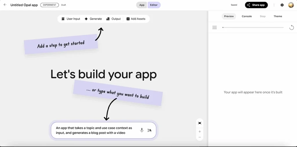 google opal interface