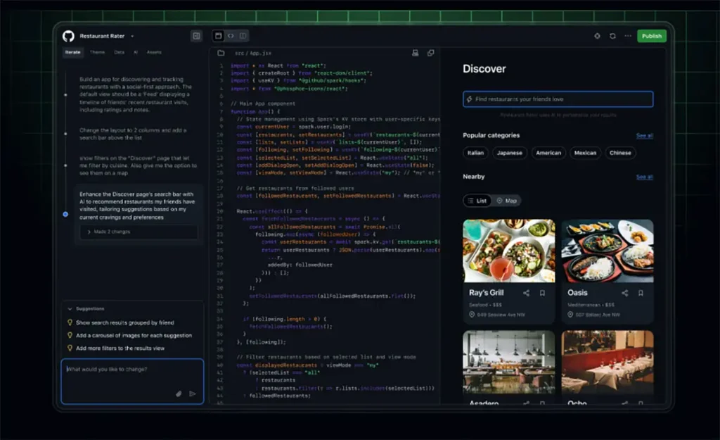 GitHub Copilot Spark AI live preview