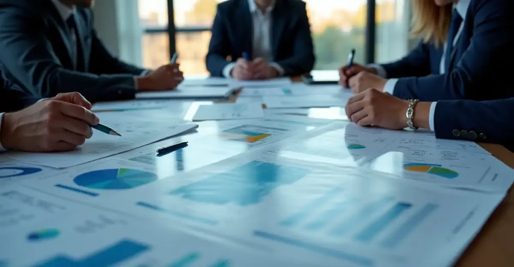 Investment team demonstrating collaborative AI token investment analysis methodology for institutional decision-making