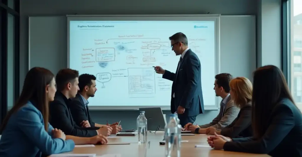 Business team developing ChatGPT connector human oversight protocols for organizational AI integration success