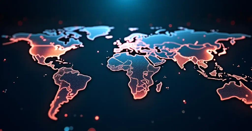 Global collaboration network demonstrating lean AI development strategy through open source community contributions