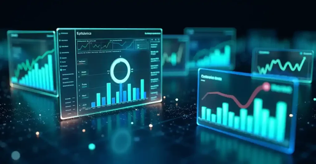 Advanced analytics dashboard showing LLM optimization performance metrics including AI citation rates and intent satisfaction scores
